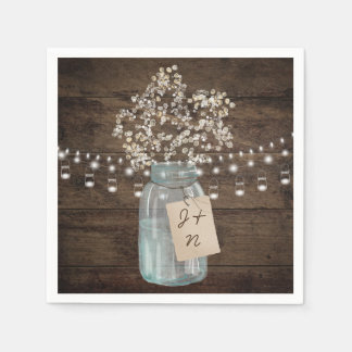 Rustic Barn Bröllop Wood Mason Burk Babys andedräk Pappersservett