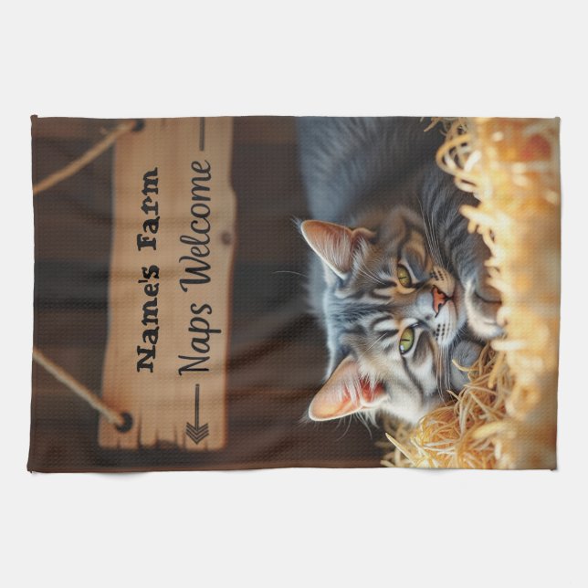 Rustic Barn Cat Farmhouse Kitchen Towel Kökshandduk (Horisontell)