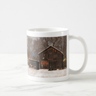 Rustic Barn & Cottage Vintage Snö Scene Kaffemugg