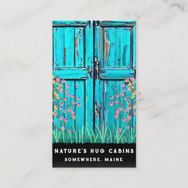 *~* Rustic Barn Door AP49 QR Land Artsy Visitkort (Framsida)