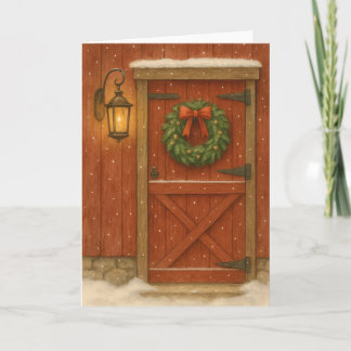 Rustic Barn Door-julkort Kort