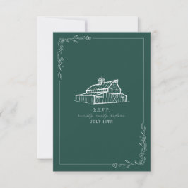 Rustic Barn Emerald Grönt Bröllop OSA Card