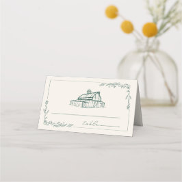 Rustic Barn Emerald Grönt Farm Fall Wedding Placeringskort