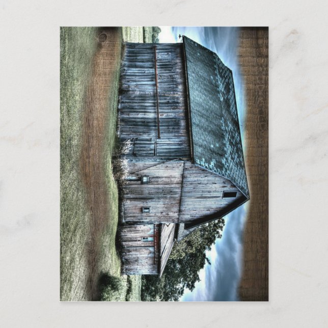 Rustic Barn Farm Lastbil Tractor Tupp Hen Vykort (Framsida)