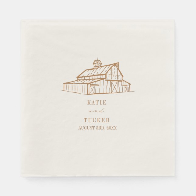 Rustic Barn Goldenrod Bröllop Pappersservett (Framsidan)