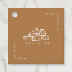 Rustic Barn Goldenrod Farm Fall Wedding Gåvor Etiketter