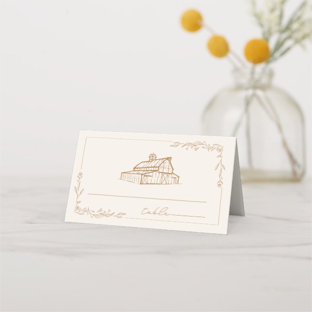 Rustic Barn Goldenrod Farm Fall Wedding Placeringskort (Framsida)
