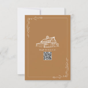 Rustic Barn Goldenrod QR Code Bröllop OSA Kort