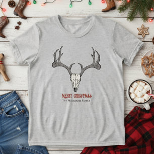 Rustic Barn Hjort Head Reindeer Skull Antlers T Shirt