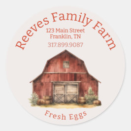 Rustic Barn Homestead Egg Label Sticker Runt Klistermärke