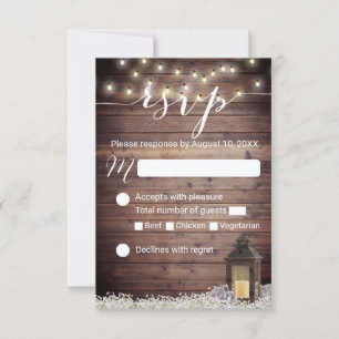Rustic Barn Lantern String Ljus Bröllop OSA Kort