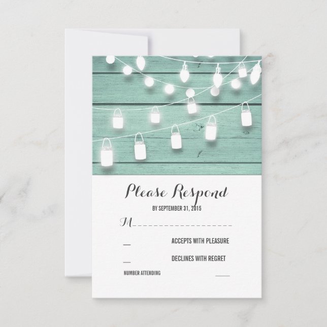 Rustic Barn Ljus Teal Wood Bröllop OSA Card Kort (Framsida)