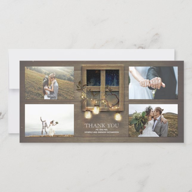 Rustic Barn Mason Burk Ljus Bröllop Tack Kort (Framsida)