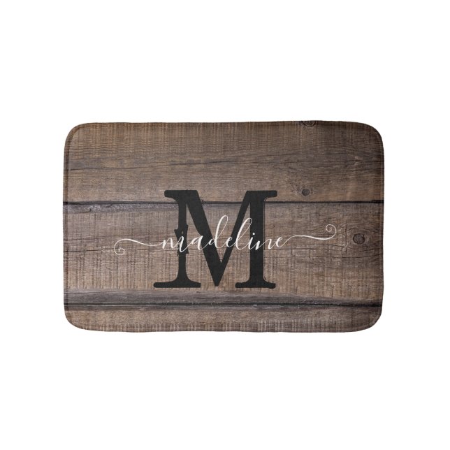 Rustic Barn Monogram-skript Badrumsmatta (Framsidan)