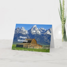 Rustic Barn Mountain Landcape Foto Birthday Kort