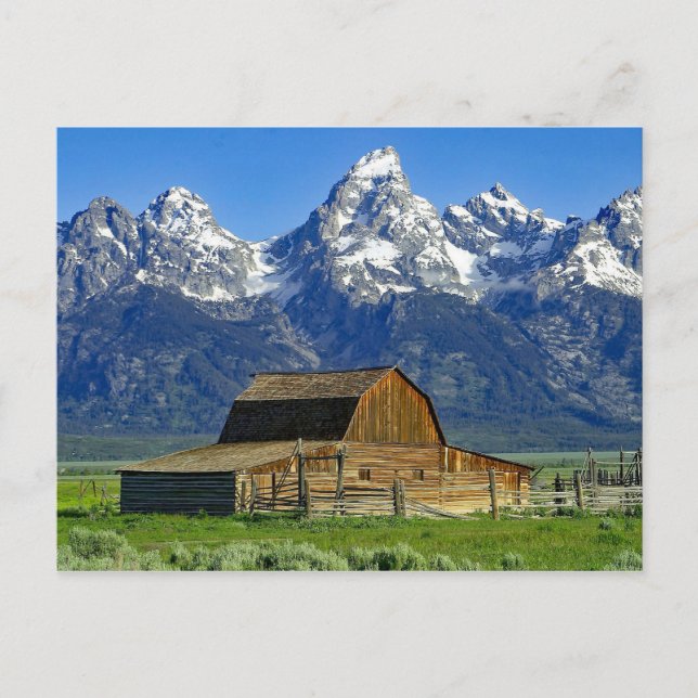 Rustic Barn Mountains Ligcape Photo Vykort (Framsida)