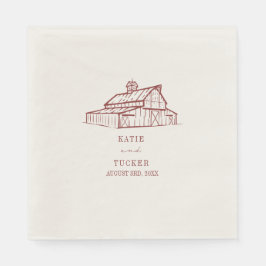 Rustic Barn Muted Red Bröllop Pappersservett