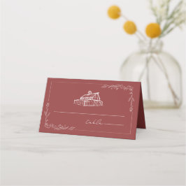 Rustic Barn Muted Red Bröllop Place Card Placeringskort