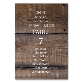 Rustic Barn natten före sittschemat för Bröllop Bordsnummer