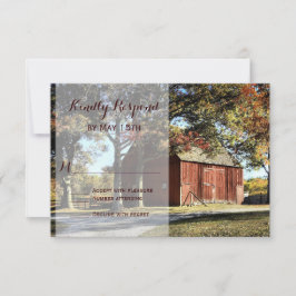 Rustic Barn och Träd Landsbyggsbröllop OSA kort