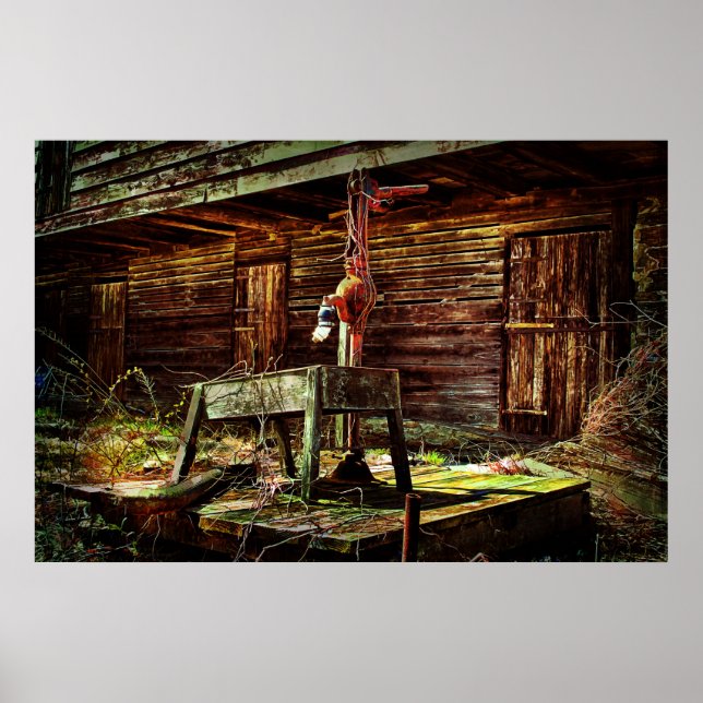 Rustic Barn och Vatten Pump Poster (Framsidan)