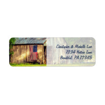 Rustic Barn Patriotic US American Flagga Adress