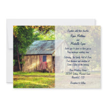 Rustic Barn Patriotic US American Flagga Bröllop