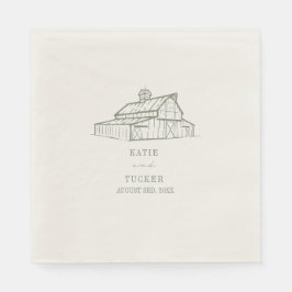 Rustic Barn Sage Grönt Bröllop Pappersservett