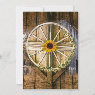 Rustic Barn Wagon Wheel Solros Julkort