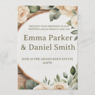 Rustic Barn Wedding Invitation with String Lights Inbjudningar