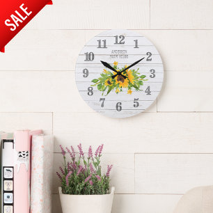 Rustic Barn White Grått Wood Sunwers Kitchen Stor Klocka
