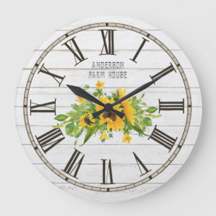 Rustic Barn White Grått Wood Sunwers Kitchen Stor Klocka