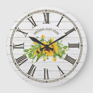 Rustic Barn White Grått Wood Sunwers Kitchen Stor Klocka