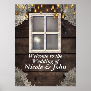 Rustic Barn Window & Ljus Rustic Banner Poster