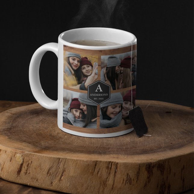 Rustic Barn Wood 10 Bilder Family Photo Collage Kaffemugg (Skapare uppladdad)