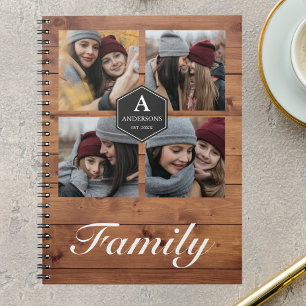 Rustic Barn Wood 4 Bilder Family Photo Collage Anteckningsbok