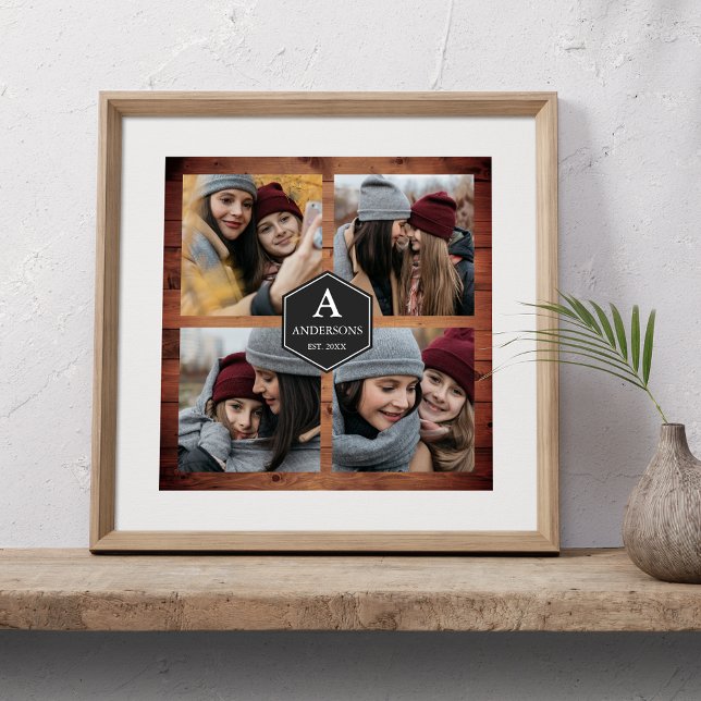 Rustic Barn Wood 4 Bilder Family Photo Collage Poster (Skapare uppladdad)