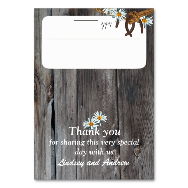 Rustic Barn Wood and Horseshoes Sittcard Bordsnummer (Framsidan)