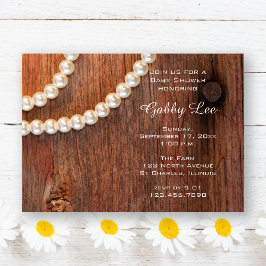 Rustic Barn Wood and Pearls Baby Shower Inbjudningar