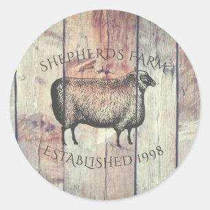 Rustic Barn Wood and Sheep Runt Klistermärke