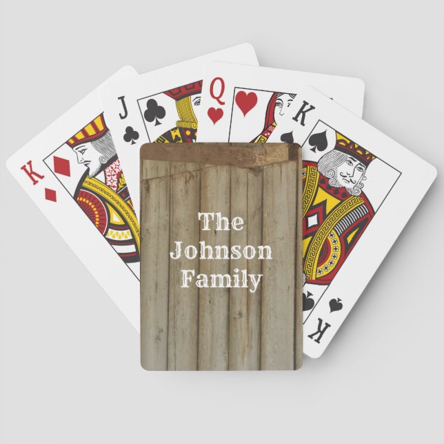 Rustic Barn Wood, Anpassningsbar Family Namn, West Casinokort (Baksidan)