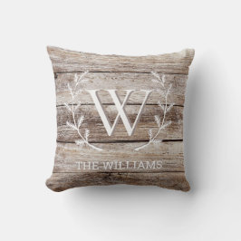 Rustic Barn Wood Anpassningsbar Monogrammed Person Kudde