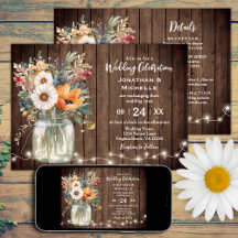 Rustic Barn Wood Blommigt Land Alla på ena Bröllop