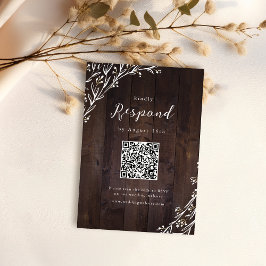 Rustic Barn Wood Boho Blommigt Land QR kod OSA Kort