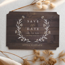 Rustic Barn Wood Boho Blommigt Land Spara Datumet