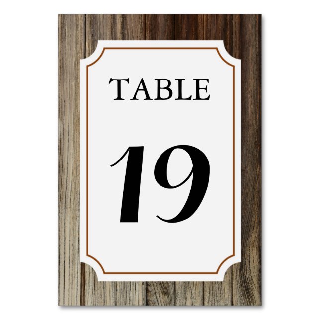 Rustic Barn Wood Bordsnummer Card (Framsidan)