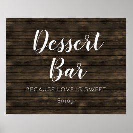 Rustic Barn Wood Bröllop Dessert Pub-tecken Poster