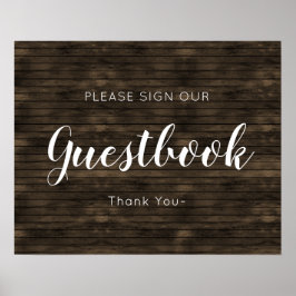 Rustic Barn Wood Bröllop guestbook-tecken Poster
