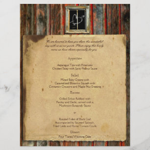 Rustic Barn Wood Bröllop Menu