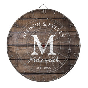 Rustic Barn Wood Bröllop Newlyweds Anpassningsbar Darttavla